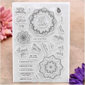 Kwan Crafts Happy Birthday Friend Flowers Just a Note Clear Stamps for Card Making Decoration and DIY Scrapbooking
