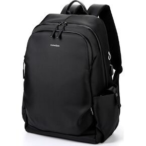 Black backpack men, business travel tech backpack with USB charging port and headphone jack, 16-inch computer backpack with laptop compartment, 25 L