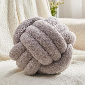 Petrella Knot Pillow Ball Round Throw Pillows Home Decor Cushion Decorative Aesthetic Throw Pillows，Lambswool Grapefruit 8inch