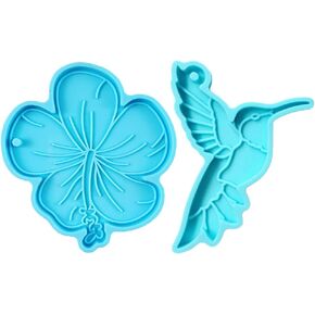 Pendant Molds,laozibierewo1 Silicone Resin Hummingbird Mold Birds Epoxy Craft Keychain Silicone Mould for Polymer Clay Necklace Jewelry Making Molds