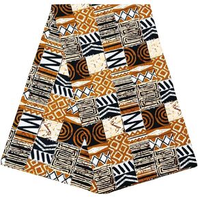 African Fabric African Ankara Wax Print Fabric Kente Fabric Batik Fabric Ankara Print Fabric for Sewing for Party Dress (Brown)