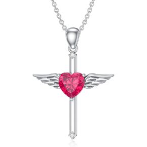 S925 Silver Sunflower Cross for Women, 0.12ct.tw. Lab Grown Diamonds with 0.03ct.tw. Citrine Cross Necklace Sterling Silver for for Birthday Christmas Baptism Ladies 18+2 inch