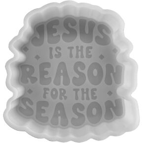 Jesus is The Reason for The Season Silicone Freshie Mold 3.7x4x0.8" Christmas Christian Church Cross Cardstock Prayers Bible Verses Aroma Beads Oven Safe