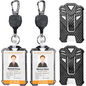 SAVORI Retractable Badge Holder, 31.5" Heavy Duty Badge Reels with Tactical ID Card Holder, Vertical Id Holder with Keychain (1)