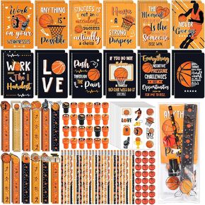 Capoda 168 Pcs Basketball Birthday Party Favors Basketball Treats for Team Goodie Bags Stuffers Student Prizes Mini Notebook Pencil Stamp Sticker Stationery Set for Classroom Rewards Birthday Gift