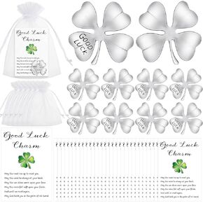 St. Patrick's Day Tokens Set Four Leaf Clover Tokens Travel Tokens Good Luck Coins Pocket Tokens Blessing Poem Cards White Organza Bags Lucky Coins Irish Gifts (Gold,25 Pcs) in Kuwait