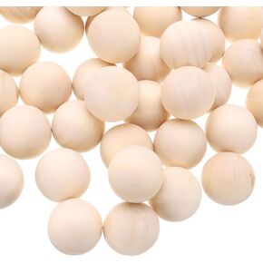 UXCELL 20 PCS كرات مستديرة خشبية 3/4 "(20 مم) كرات حرفة صغيرة ، وكرات خشبية طبيعية للحرف اليدوية والفنون ومشروع DIY