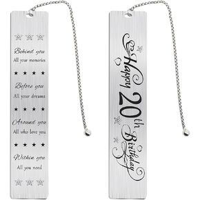 Jzxwan Happy 20th Birthday Gifts for Women Men, 20 Year Old Birthday Bookmark Gift for Girl Boy, 20 Birthday Decorations for Him Her
