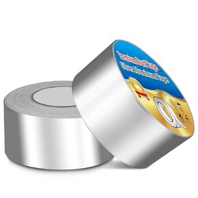 Duct Tape Heavy Duty Waterproof, Aluminum Foil Tape, Silver Insulation Adhesive Metal Tape for Duct Work, Dryer Vent, HVAC, High Temperature 2 inch *22yds （2 Pack）