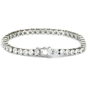 Round Cut Lab Diamonds, 14K White Gold Moissanite Tennis Bracelet for Men Women Gifts, Ideal Gifts