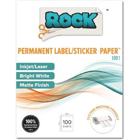 Rock Paper Scissors Printable Sticker Paper, White, 8.5 x 11 Inches, Pack of 100