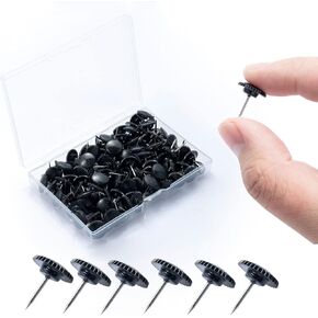 120 Count Push Pins, Thumb Tacks,Suitable for Cork Board,Wall Hanging, Bulletin Board (Black, Large)