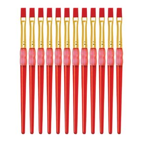 Royal Brush Big Kids Choice Flat Synthetic Hair Soft Rubber Grip Handle Paint Brush, Size 8, Pack of 12 - 1300676