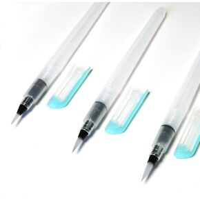 3 Pcs Water Coloring Brush Pen Set with Pointed Round Tip and Refillable Barrel for Watercolor, Ink, Acrylic, Calligraphy, Lettering, Smooth Blending and Artist Painting