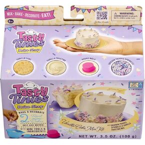 Goliath Tasty Tinies Bake Shop Vanilla Cake Mix Kit with Unicorn Tracks Sprinkles & Vanilla Frosting Mix | Bake & Decorate 2 Real Mini Cakes | Includes Mini Tools & Ingredients | Ages 6+