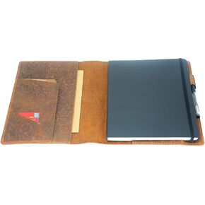 غطاء جلدي JJnusa متوافق مع Moleskine XXL 8.5 "× 11" ، والجلد دفتر المورد اليومية تغطية مجلة الجلود المصنوعة من الجلد القابل لإعادة ملء مذكرات زهرة