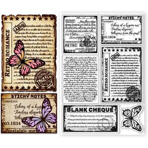 chgcraft عتيقة الكلمات Clear Stamps الطوابع الشفافة النمط الفراشة نمط السيليكون ختم صافٍ لزينة ألبوم صور قصاصات DIY ، 4.3x6.3inch