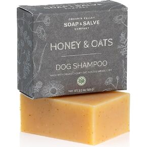 Certified Organic Dog Shampoo and Conditioner – Dog Shampoo Itchy Skin Relief and Puppy Essentials - Natural Handmade Honey & Oats, 3.8 oz Bar Soap - Chagrin Valley Soap & Salve