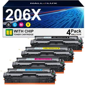 HALLOLUX 206X Toner Cartridges 4 Pack High Yield for HP 206X Toner Cartridge 206A Compatible with Laserjet Pro MFP M283fdw M283cdw M255dw M282nw Printer Toner (BCMY, 4 Pack)