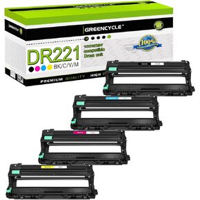 greencycle 4 Pack DR221CL High Yield Drum Unit Compatible for Brother DR221 DR-221 Work for Brother HL-3140CW HL-3170CDW MFC-9130CW MFC-9330CDW MFC-9340CDW DCP-9020CDN Laser Printer(1K,1M,1C,1Y)