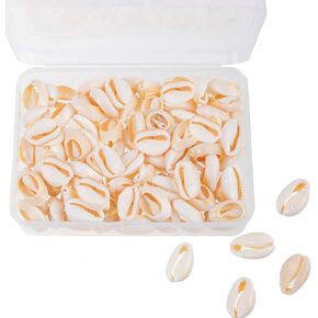 100Pcs Cowrie Shell Beads, White Natural Shell Bead for Jewelry Making, Summer Beach Seashells for DIY Craft Bracelets, Necklaces, Anklets, Adorning Hair Locks and Braids