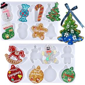 LET'S RESIN Christmas Resin Molds, 6 Pcs Varying Sizes Snowflake Epoxy Resin Molds Silicone, 3D Ice Crystal Resin Ornament Molds, Silicone Molds for Epoxy Resin, Tree & Car Decoration