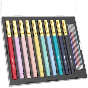 Mr. Pen- Aesthetic Pens, 10 Pack, Colorful Ink with Case and 12 Refills, Fast Dry, No Smear Bible Pens No Bleed Through, 0.7mm Fine Point Pen, Ballpoint Pens Ballpoint, Pens for Note Taking