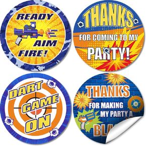 Zonon 60 Pieces Dart Battle Stickers Birthday Party Stickers Dart Target Themed Labels Birthday Party Favors