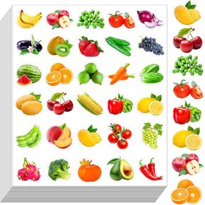 600Pcs Fruits Vegetable Stickers for Kids, Fruits Vegetable Photos Stickers, Realistic Food Fruit Stickers for Classroom Theme Party Favor