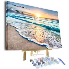 TUMOVO Beach Paint by Number Seaside Paint by Numbers for Adults Beginner Color by Numbers for Adults(Framed)