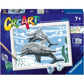 Ravensburger Pod of Dolphins Paint by Numbers Kit for Kids - 23527 - Painting Arts and Crafts for Ages 7 and Up