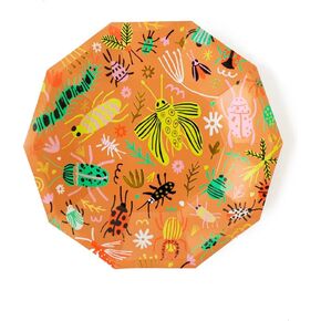 Daydream Society Backyard Bugs - Small Party Plates - Cake Plates with Neon Bug Designs - Pack of 8 Birthday Plates - Decorations For Birthdays, Nature Themed Parties, and Summer Gatherings