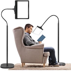 5X Rechargeable Floor Magnifying Glass with Light and Stand,43 LED Flexible Hands Free Magnifying Lamp,2-in-1 Large Lighted Magnifiers for Reading,Sewing,Crafts,Painting,Close Work,DIY Black