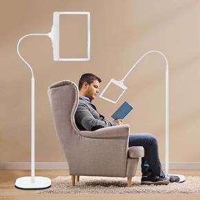 5X Rechargeable Floor Magnifying Glass with Light and Stand,43 LED Flexible Hands Free Magnifying Lamp,2-in-1 Large Lighted Magnifiers for Reading,Sewing,Crafts,Painting,Close Work,DIY Black in Kuwait