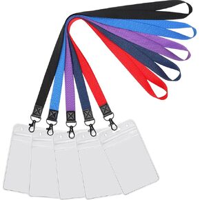 YOUOWO 5 Pack Lanyards with Vertical ID Badges Holder Waterproof Resealable Zip Holder Neck Lanyard,for Keys Cruise New Pattern,Black Metal Hook,Cute Lanyard