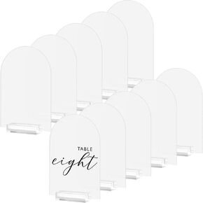5x7 Inch Frosted Arch Acrylic Signs with Clear Stand - 10 Pack DIY Wedding Table Number Signs