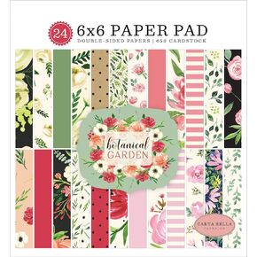 Carta Bella Paper Company Botanical Garden 6x6 Pad paper, pink, green, black, red, cream