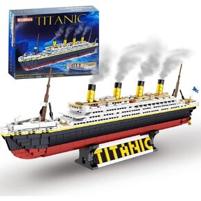 RiceBlock Large Titanic Model Building Block Kit, Home Alone Adults Challenging Huge Hard Titanic Cruise Ship Model Building Set Toys for Kids, 1333 Pieces