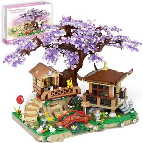 Cherry Blossom Tree Building Set Flower House Bonsai Architecture Tree Model Sets for Kids, NO Compatible with Lego(1388Pieces)