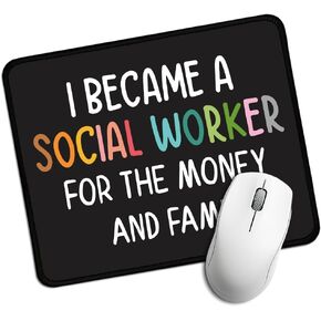 أصبحت أخصائيًا اجتماعيًا ، وسادة فأر مستطيلة ، هدية مضحكة للماوس للماوس لزميل مكتب الأخصائي الاجتماعي ، هدايا تقدير الأخصائي الاجتماعي ، ديكور مكاتب المكتب