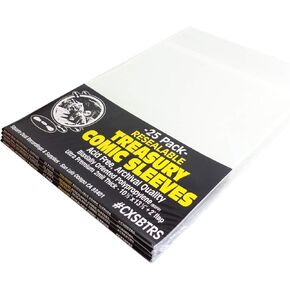 (25) Treasury Size Comic Sleeves - Crystal Clear, Resealable, Archival Quality - #CXSBTRS