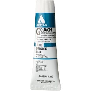Holbein Acryla Gouache Artists Acrylic Polymer Emulsion, 20ml Peacock Blue (D096)