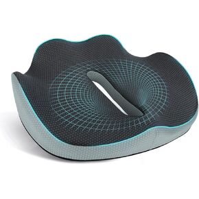 Seat Cushion for Office Chair, Car Seat, Airplane, Memory Foam Sofa Back Cushion, Provides Soft Support, Relieves Back Pain, Hips, Tailbone, and Sciatica Pain for Long Sitting, Car Drivers Light Grey