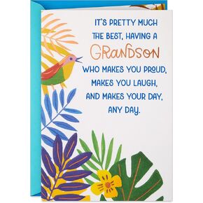 Hallmark Birthday Card for Grandson (Tropical Leaves with Bird)