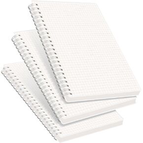 RETTACY Bullet Dotted Journal, 3-Pack, A5 Spiral Dotted Notebook with 160 Pages per Pack, 5.7" × 8.3", Medium Size, 100 GSM Thick Paper, Flexible Plastic Cover, Bullet Journaling, Planning, Tracking