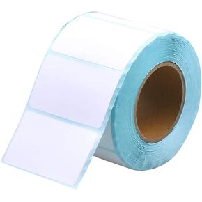 1000 Blank Self-Adhesive Label Roll - 40mm x 20mm White Stickers for Food Jars, Office, Kitchen, and Lab Use - Compatible with Thermal Printers