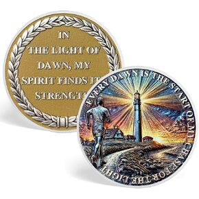 CHURYUML Inspirational Gifts Lighthouse Motivational Challenge Coins Mental Health Coin Motivational Gifts for Women Men Family Friends Students Team Members Colleagues Unique Sobriety Gifts
