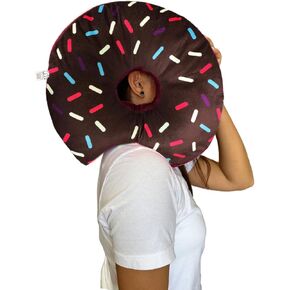 Donut Pillow for Ear Piercings - Comfortable Soft Ear Pillow for Side Sleeping - Reduces Ear Discomfort - Fun Decor, Stuffed Cushion and Toy, 14 Inches (Pink Icing)