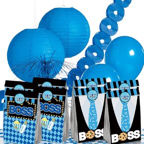 Boss Party Favor Boxes ، 24 PCS Blue ، Boy Gift Goodie Boxes ، Candy Treat Boxes ، 1st 2nd Decortations ، Supplies Party