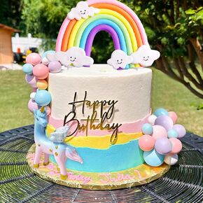 LaVenty Unicorn Cake Topper & Pony Birthday Decoration - Rainbow Party Favors, Cake Decoration for Girl